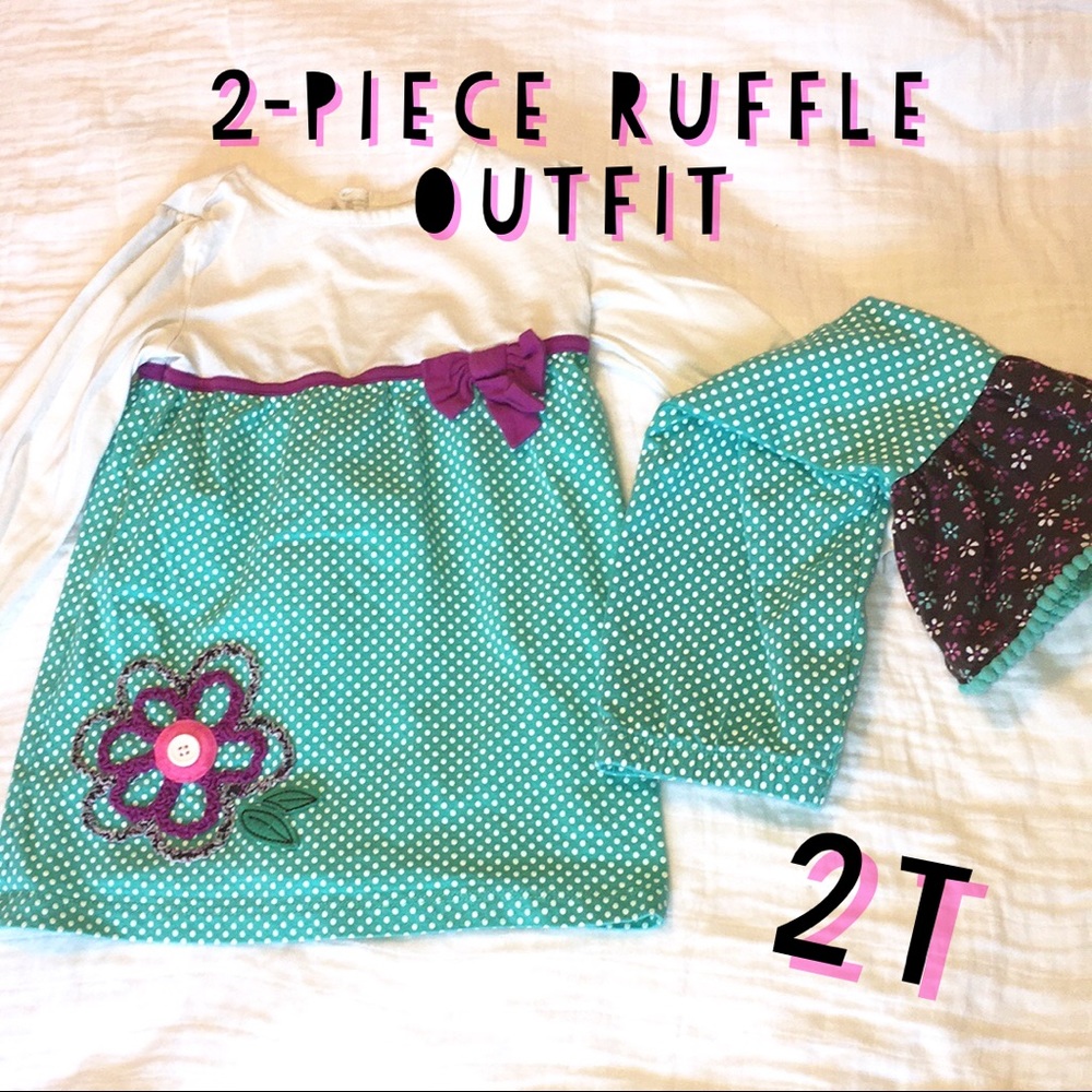White and mint/purple ruffle set